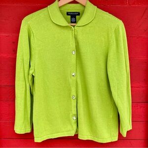 🟩 Good Clothes linen cotton button down collared sweater cardigan